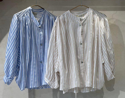 COASTAL BREEZE ITALIAN LINEN BLOUSE