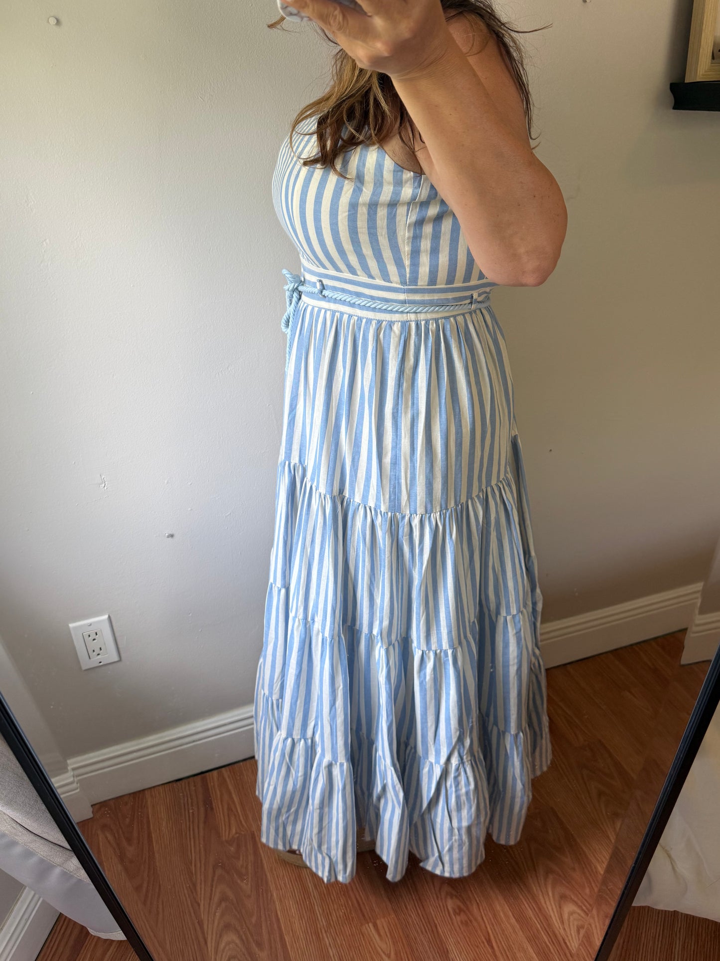 MYKONOS STRIPED MAXI DRESS