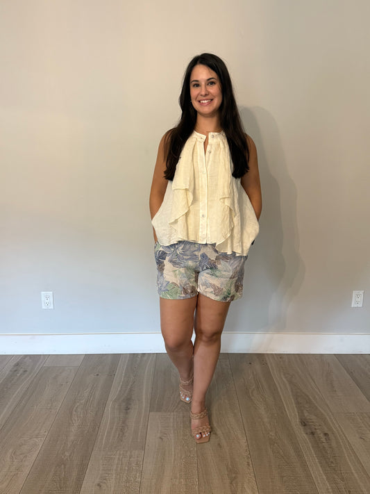 PALM WHISPER LINEN SHORTS