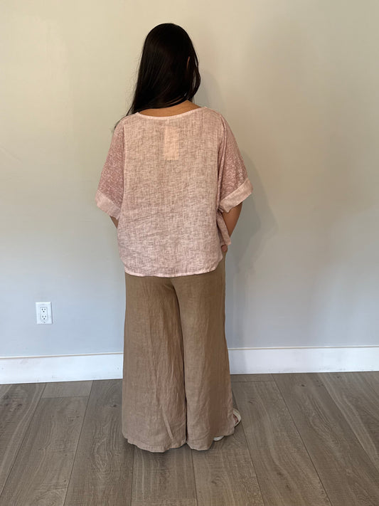 BLUSH BAY LINEN BLOUSE