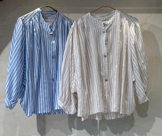COASTAL BREEZE ITALIAN LINEN BLOUSE