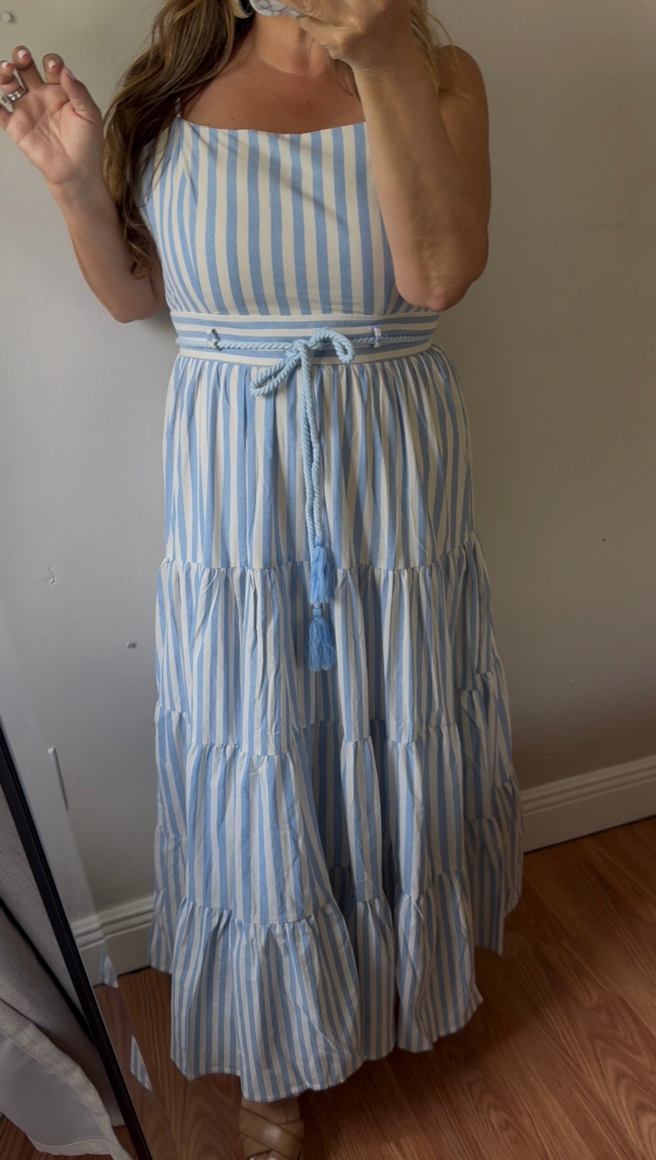 MYKONOS STRIPED MAXI DRESS
