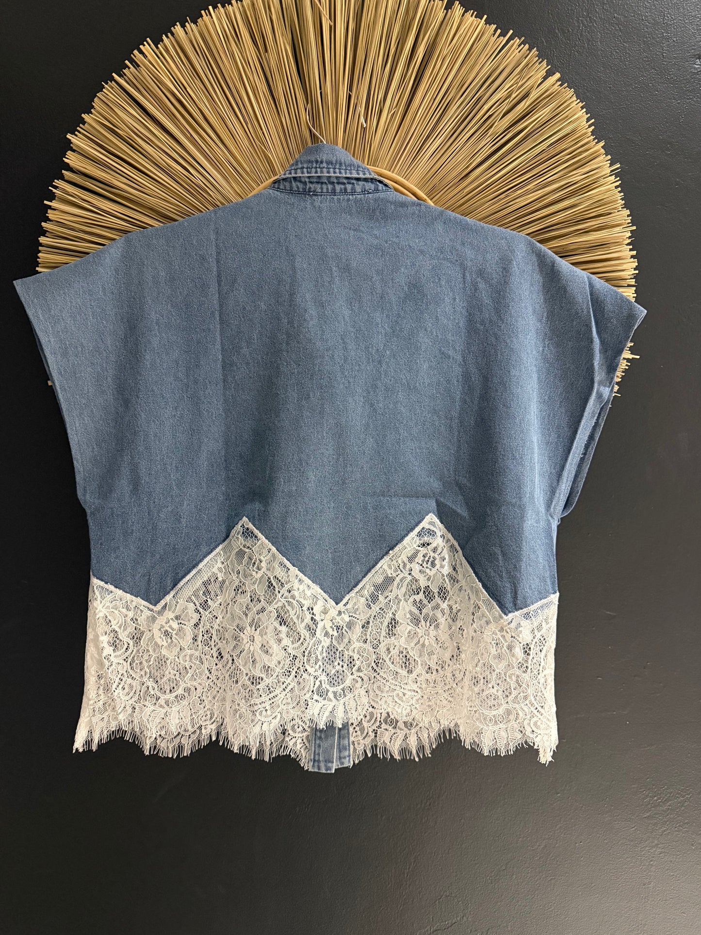 MARINA DENIM & LACE BLOUSE