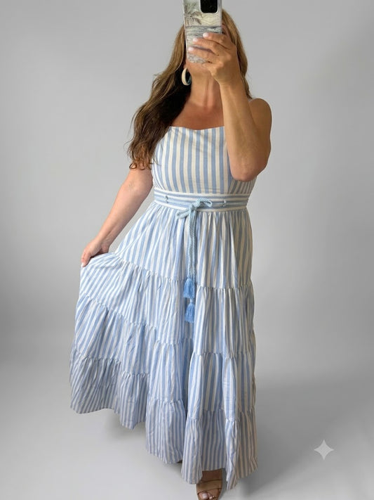 MYKONOS STRIPED MAXI DRESS