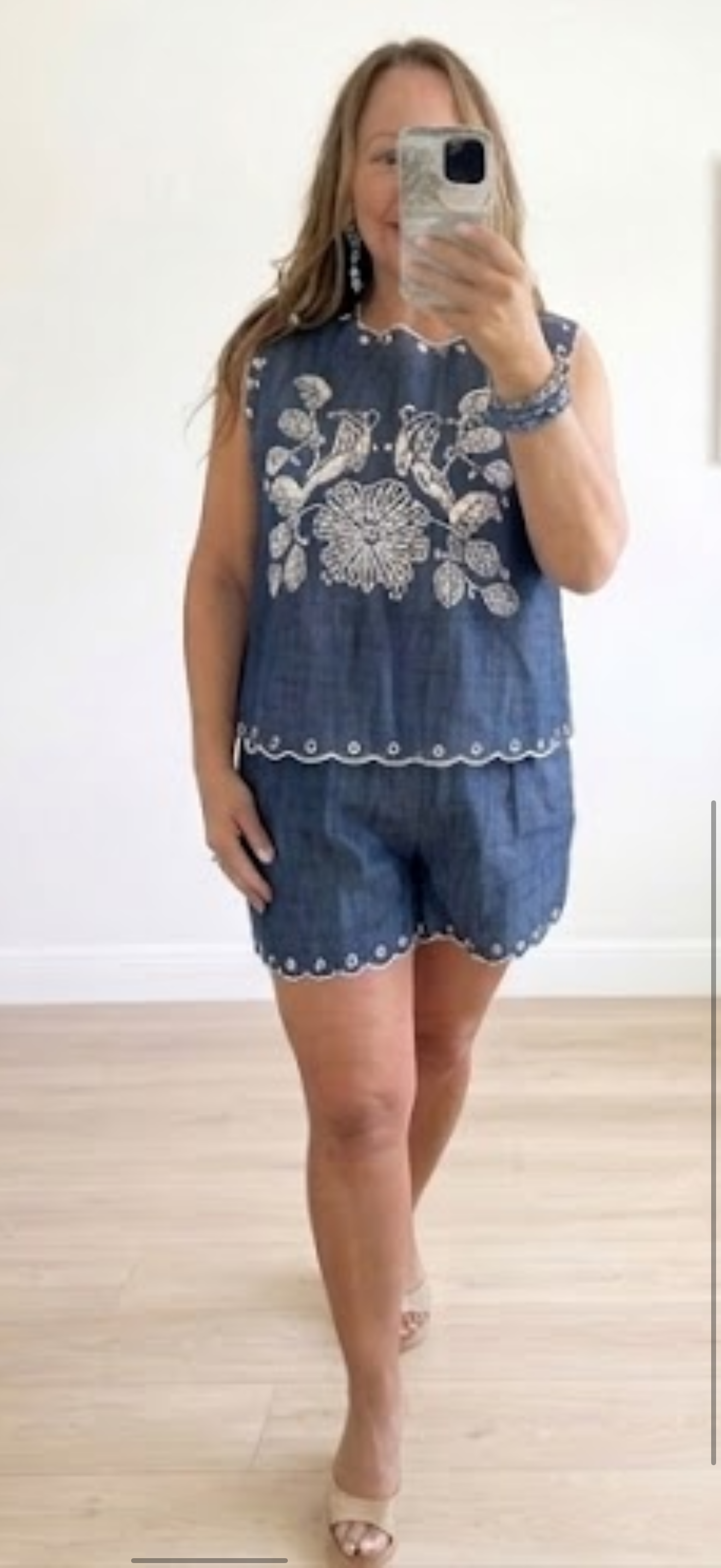 SEA SALT & SCALLOP DENIM CROCHET SHORTS SET
