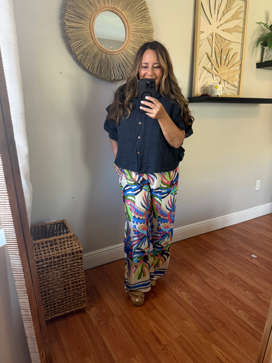 ISLAND MOSAIC WIDE LEG PANTS