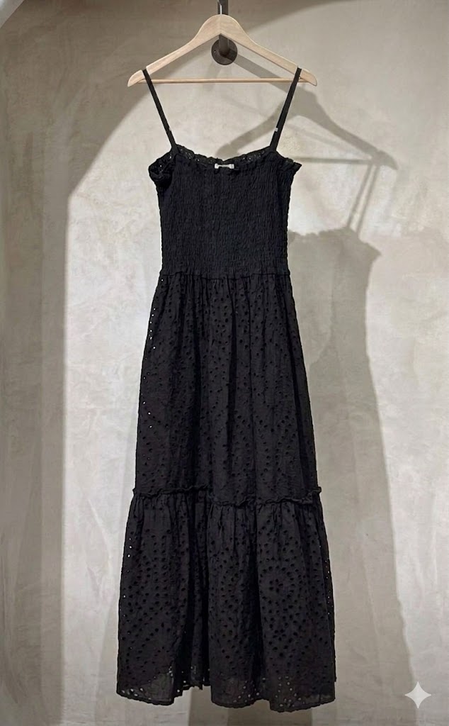 MIDNIGHT COVE EYELET MAXI DRESS