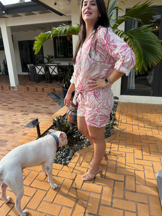 PINK SKIES LINEN SHORTS