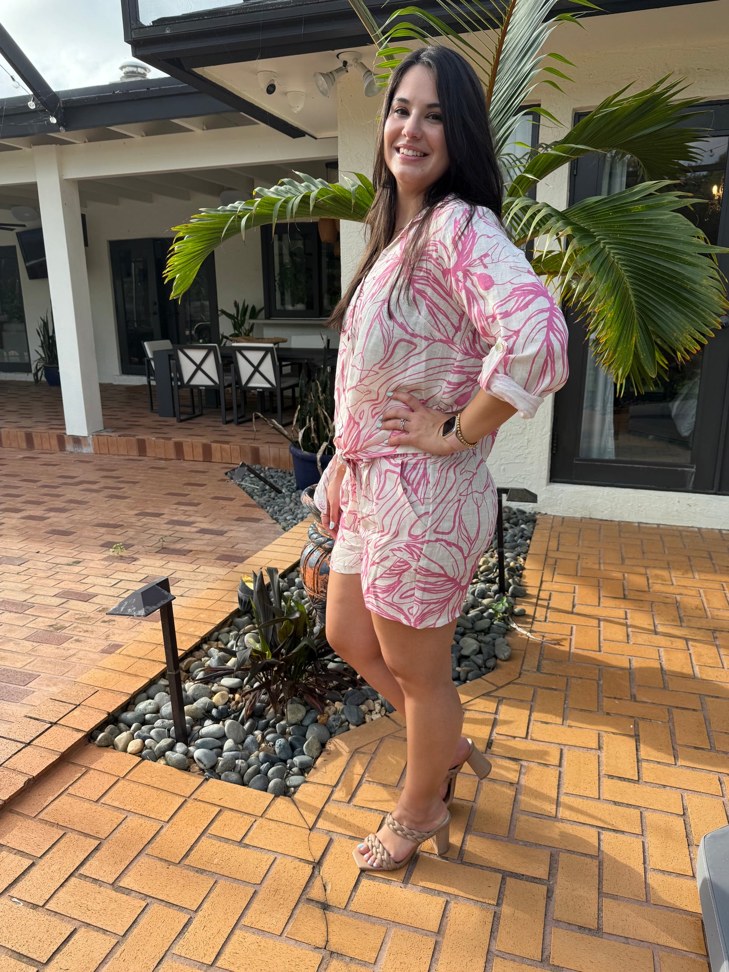PINK SKIES LINEN SHORTS