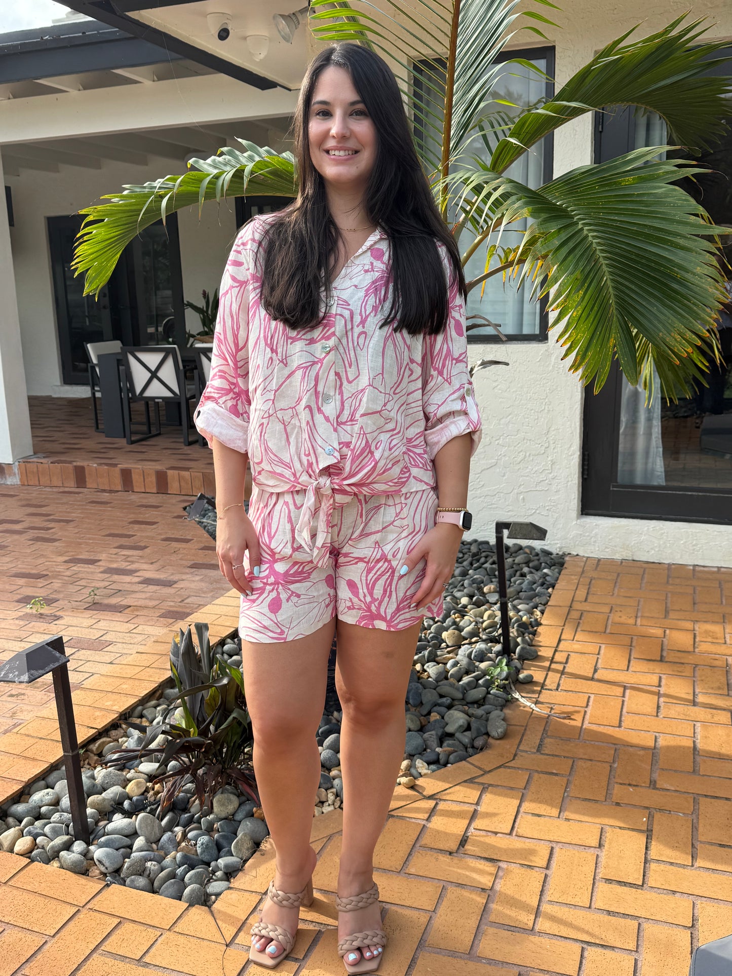 PINK SKIES LINEN SHORTS